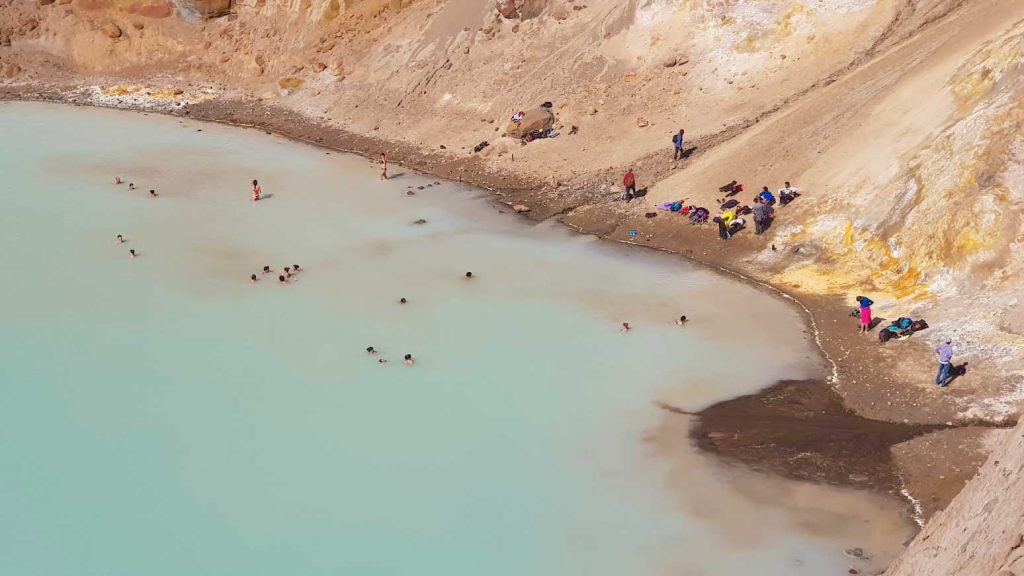 People swimming in Viti crater